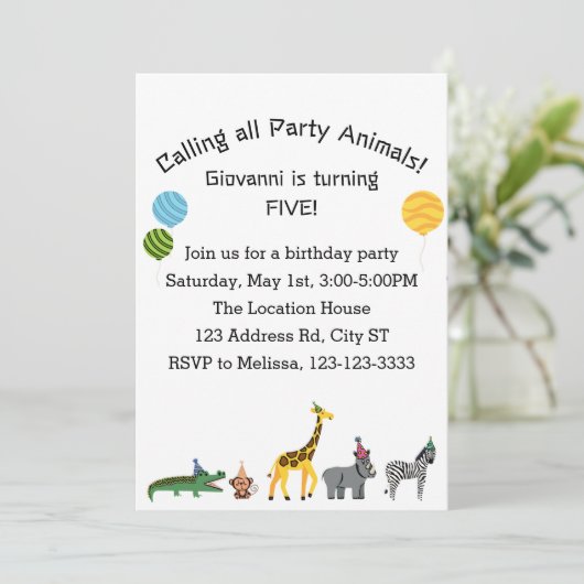 Individuell anpassbare Anrufe aller Party zum Gebu Einladung (Stehend Vorderseite)