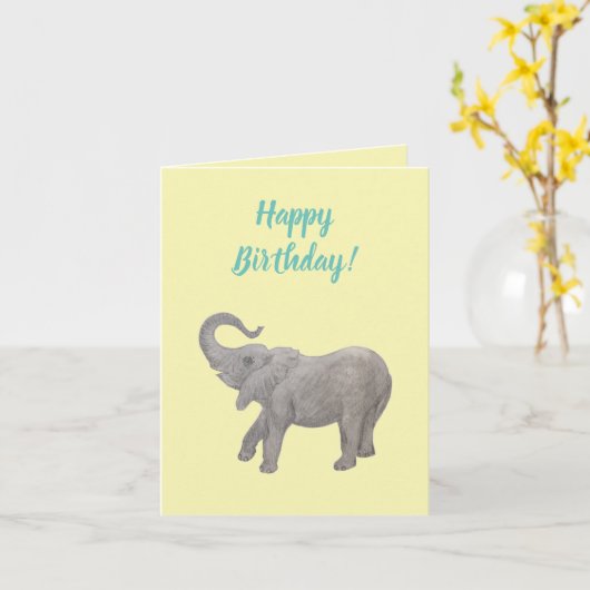 Individuell anpassbare Baby Elephant Card Karte (Gelbe Blume)