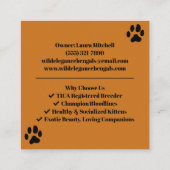 Individuell anpassbare Bengalisch Cattery Business Quadratische Visitenkarte (Rückseite)