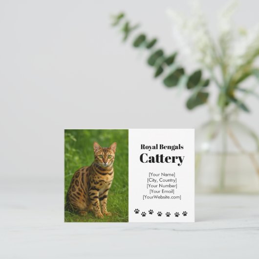 Individuell anpassbare Bengalisch Cattery Business Visitenkarte (Stehend Vorderseite)