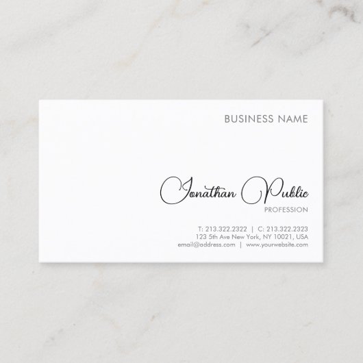 Individuell anpassbare Berufliche Moderne Elegant Visitenkarte (Vorderseite)