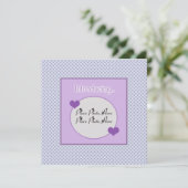 individuell anpassbare Blaue Lila Geburtserklärung Ankündigung (Stehend Vorderseite)