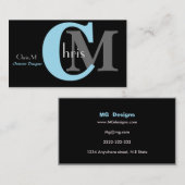 Individuell anpassbare Blue Monogram Business Card Visitenkarte (Vorne/Hinten)