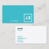 Individuell anpassbare Blue Monogram Business Card Visitenkarte (Vorne/Hinten)