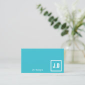 Individuell anpassbare Blue Monogram Business Card Visitenkarte (Stehend Vorderseite)