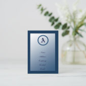 Individuell anpassbare Blue Monogram Business Card Visitenkarte (Stehend Vorderseite)