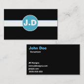 Individuell anpassbare Blue Monogram Business Card Visitenkarte (Vorne/Hinten)