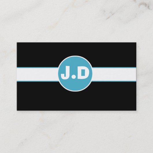 Individuell anpassbare Blue Monogram Business Card Visitenkarte (Vorderseite)