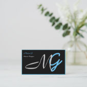 Individuell anpassbare Blue Monogram Business Card Visitenkarte (Stehend Vorderseite)