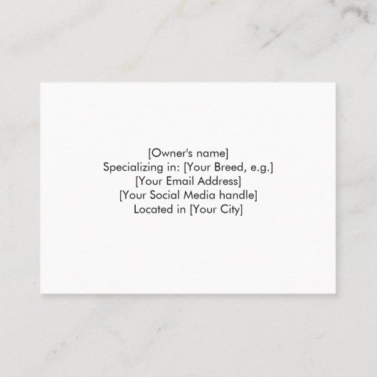 Individuell anpassbare Cattery Business Card mit A Visitenkarte (Rückseite)