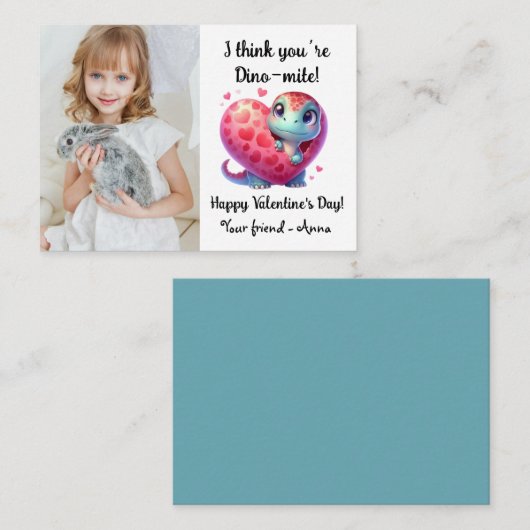 Individuell anpassbare Dino-mite Valentine's Day-K Mitteilungskarte (Vorne/Hinten)