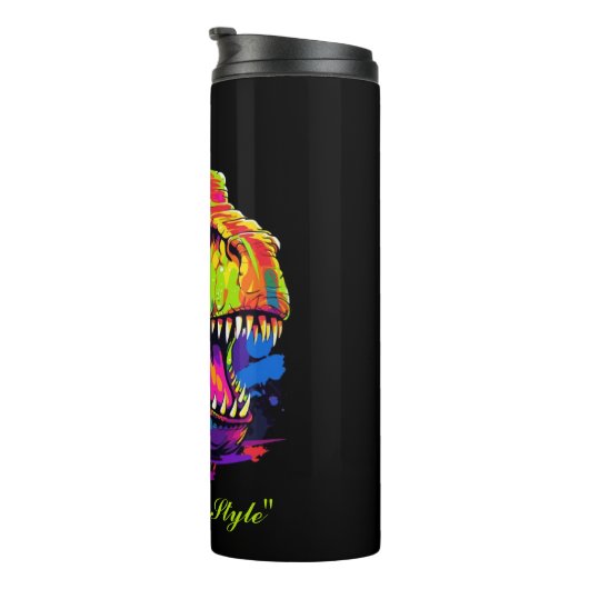 Individuell anpassbare Dino Vibes Thermal Tumbler Thermosbecher (Nach rechts gedreht)