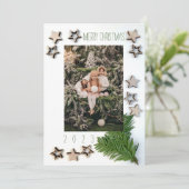 Individuell anpassbare doppelseitige Weihnachtsfot Einladung (Stehend Vorderseite)