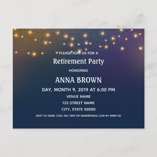 Individuell anpassbare Einladungs-Einladungs-Innen Postkarte (Vorderseite)