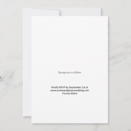 Individuell anpassbare elegante Hochzeitsfeier Einladung (Rückseite)
