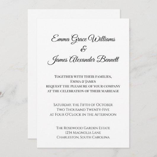 Individuell anpassbare elegante Hochzeitsfeier Einladung (Vorne/Hinten)