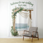 Individuell anpassbare elegante Strandhochzeit Wandteppich (Beispiel)