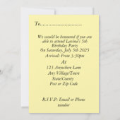 Individuell anpassbare Elegante und Hübsche Geburt Einladung (Rückseite)