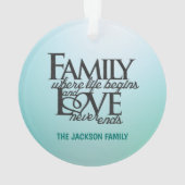 Individuell anpassbare Familie, wo das Leben begin Ornament (Rückseite)