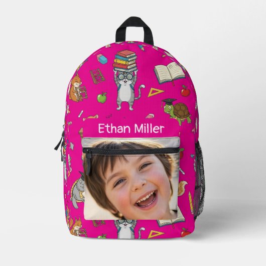 Individuell anpassbare Foto- und Namenskinder Bedruckter Rucksack (Vorderseite)
