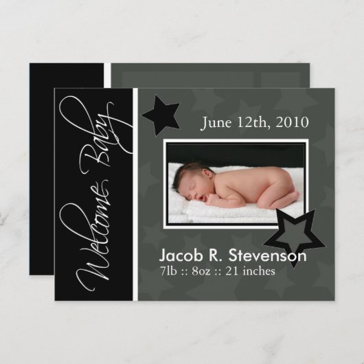 individuell anpassbare Geburtsankündigung Ankündigungspostkarte (Vorne/Hinten)