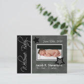 individuell anpassbare Geburtsankündigung Ankündigungspostkarte (Stehend Vorderseite)