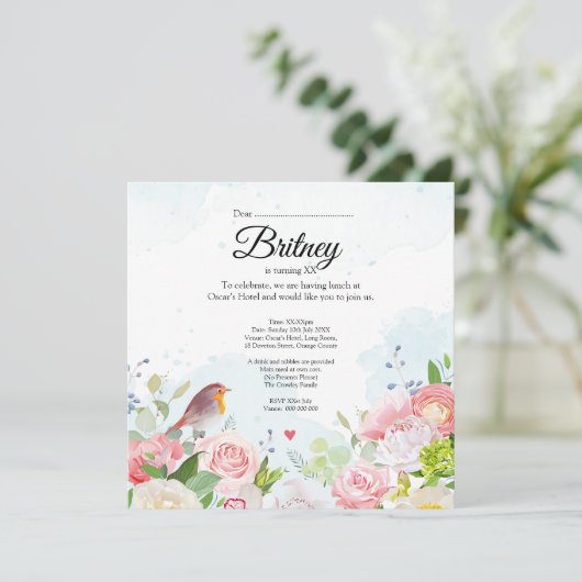 Individuell anpassbare Geburtstagseinladung von Fr (Stehend Vorderseite)