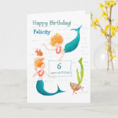 Individuell anpassbare Geburtstagskarte - Mermaids Karte (Gelbe Blume)