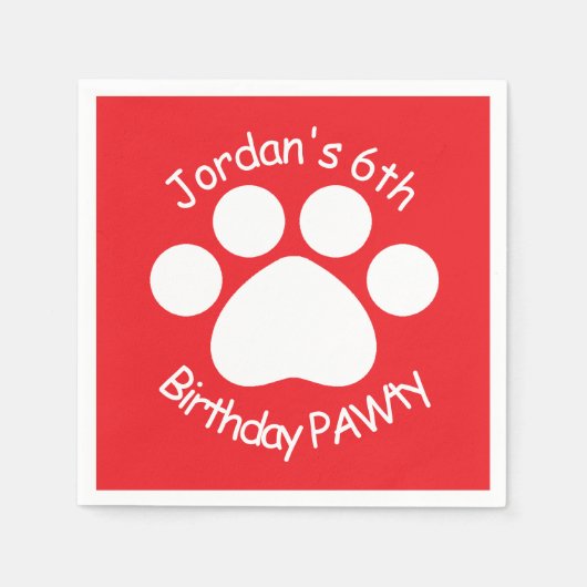 Individuell anpassbare Geburtstagsparty - Rot Serviette (Vorderseite)