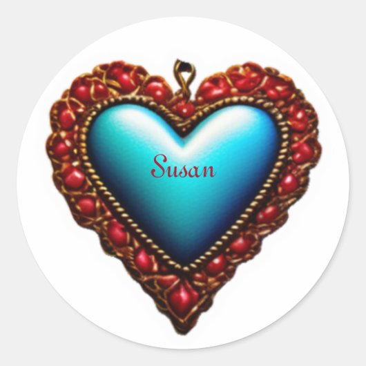 individuell anpassbare Herzstücke, Vintage Herzstü Runder Aufkleber (Vorderseite)