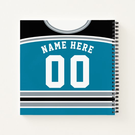Individuell anpassbare Ice Hockey Jersey-Vorlage f Notizbuch (Rückseite)