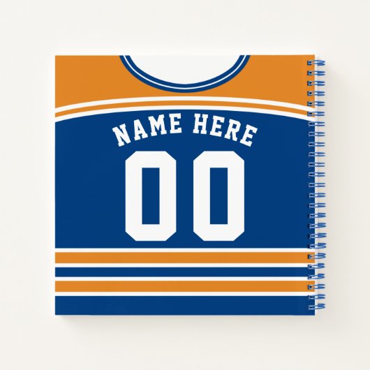 Individuell anpassbare Ice Hockey Jersey-Vorlage f Notizbuch (Rückseite)