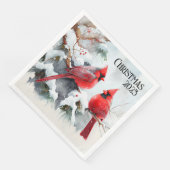 Individuell anpassbare Kardinäle in der Schneewint Serviette (Ecke)