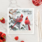 Individuell anpassbare Kardinäle in der Schneewint Serviette (Beispiel)