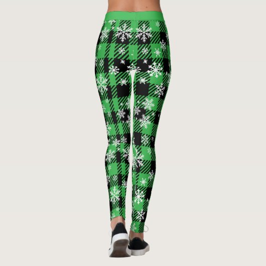 Individuell anpassbare Karierte "Happy Holidays" Leggings (Rückseite)