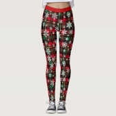 Individuell anpassbare Karierte "Happy Holidays" Leggings (Vorderseite)