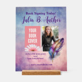 Individuell anpassbare Lila Feather Book Signing E Acrylschild (Vorderseite)