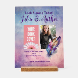 Individuell anpassbare Lila Feather Book Signing E Acrylschild