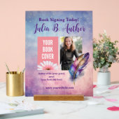 Individuell anpassbare Lila Feather Book Signing E Acrylschild (Hochzeit)