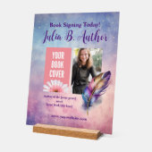 Individuell anpassbare Lila Feather Book Signing E Acrylschild (Winkel)