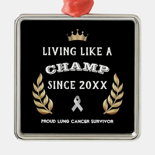 Individuell anpassbare Lungenkrebsüberlebenslachen Ornament Aus Metall (Vorne)