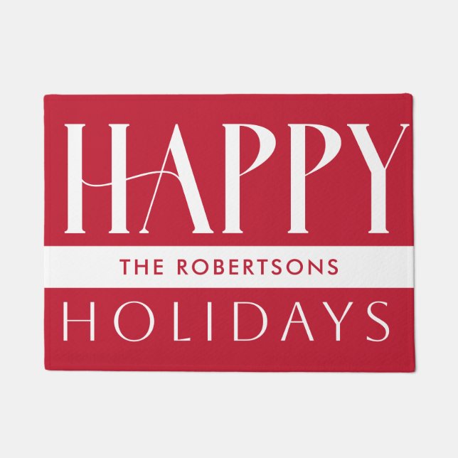 Individuell anpassbare moderne glückliche Ferien R Fußmatte (Vorderseite)