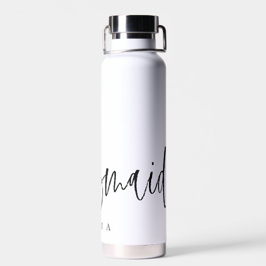 Individuell anpassbare, moderne Script Bridesmaid- Trinkflasche (Rückseite)