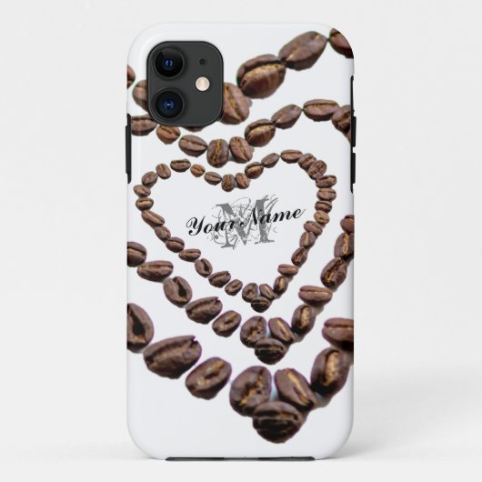 Individuell anpassbare Monogram Coffeeholic Handy Case-Mate iPhone Hülle (Rückseite)