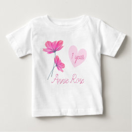 Individuell anpassbare Niedlich- & Girly-Blume 1 J Baby T-shirt
