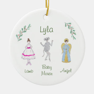 Individuell anpassbare Nutcracker Lamb/Baby Maus/E Keramik Ornament