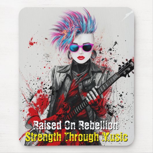 Individuell anpassbare Punk Girl Gitarrist Art Ins Mousepad (Vorne)
