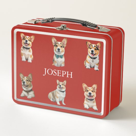 Individuell anpassbare Red Corgi Lunch Box für Kin (Vorderseite)