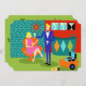 Individuell anpassbare Retro Martini Couple Einlad Einladung (Vorne/Hinten)
