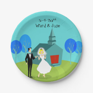Individuell anpassbare Retro-Teller für Hochzeitsc Pappteller